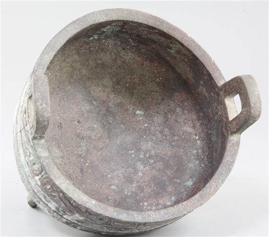 A large Chinese archaic bronze ritual food vessel, Ding, Western Zhou dynasty, 10th century B.C., 19cm high, 20cm wide